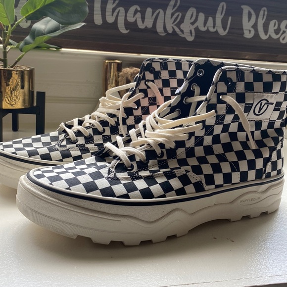 Vans Other - Vans Sentry WC WaffleCup Marshmallow Checkerboard Hi Top Sneakers Mens Size 13